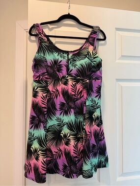 torrid Mint, Pink & Purple Palm-Print Swim Dress